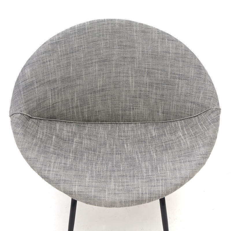 Ronde vintage fluwelen fauteuil, 1950