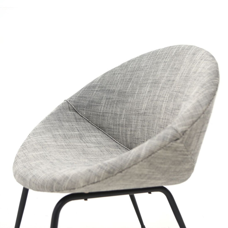 Ronde vintage fluwelen fauteuil, 1950