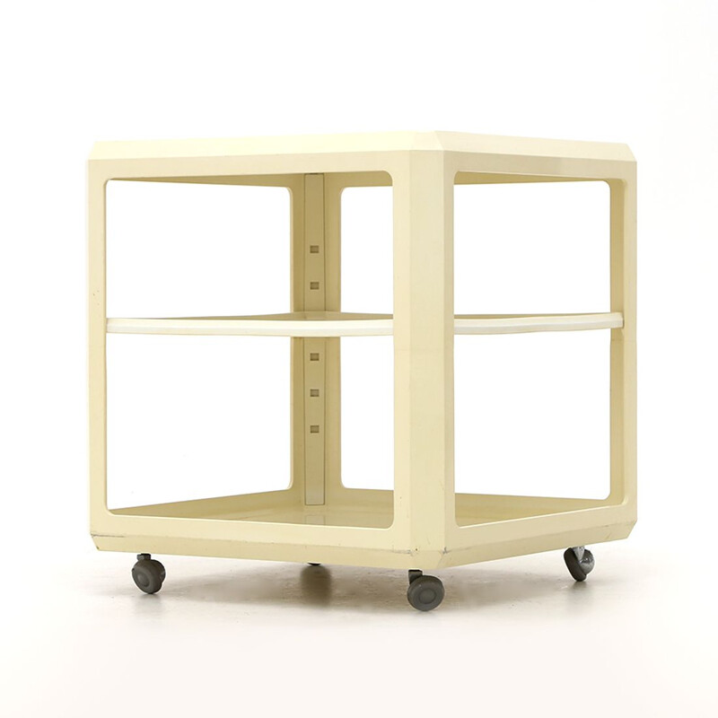 Vintage white absinthe cart by Alberto Rosselli for Kartell, 1960