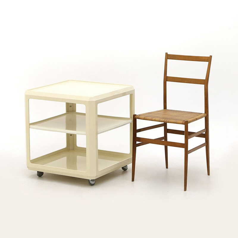 Carrinho de absinto branco vintage de Alberto Rosselli para Kartell, 1960