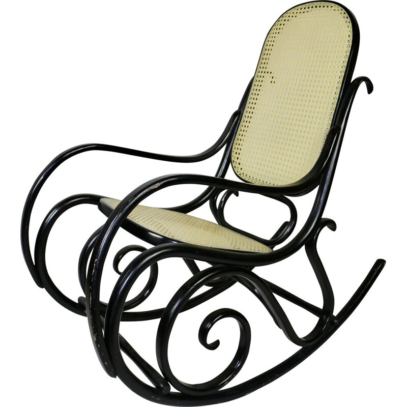 Schwarzer Vintage-Schaukelstuhl von Michael Thonet, 1970