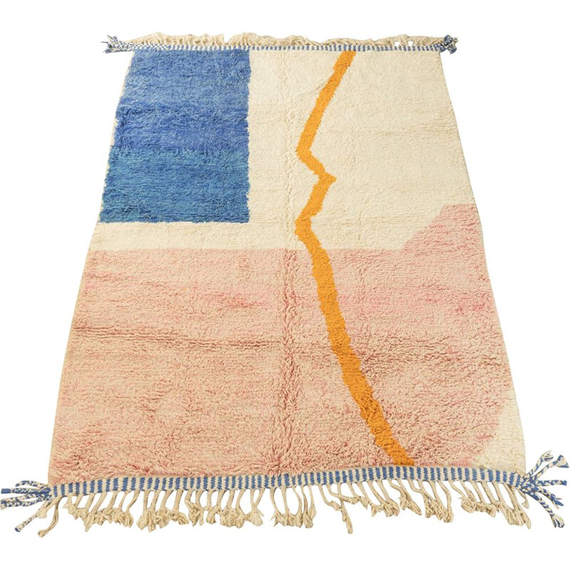 Vintage Berber beach carpet in wool, Morocco