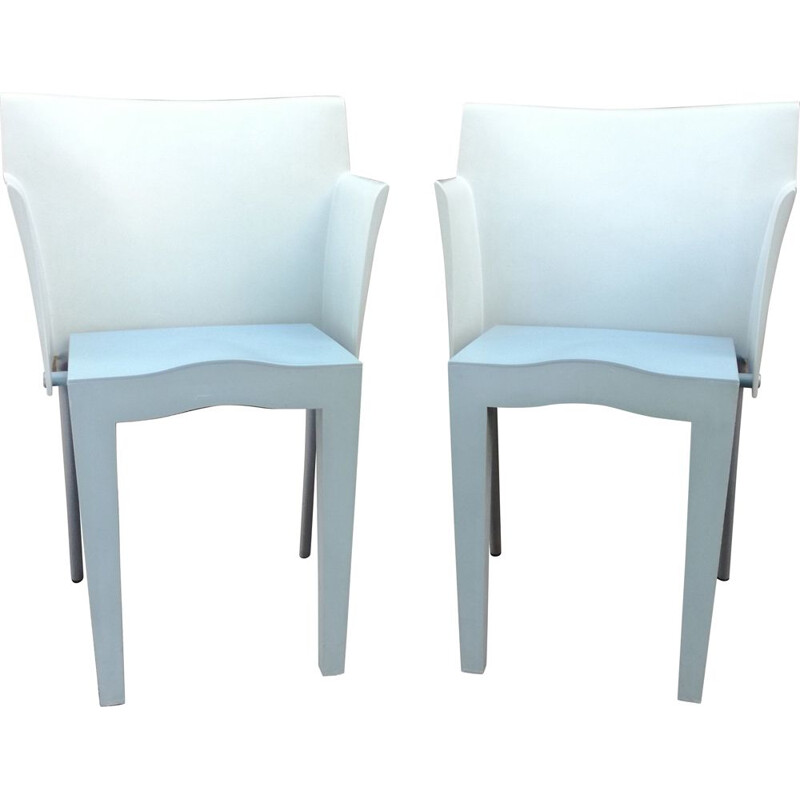 Pair of vintage sky blue and light green armchairs by Philippe Starck for Kartell, 1995