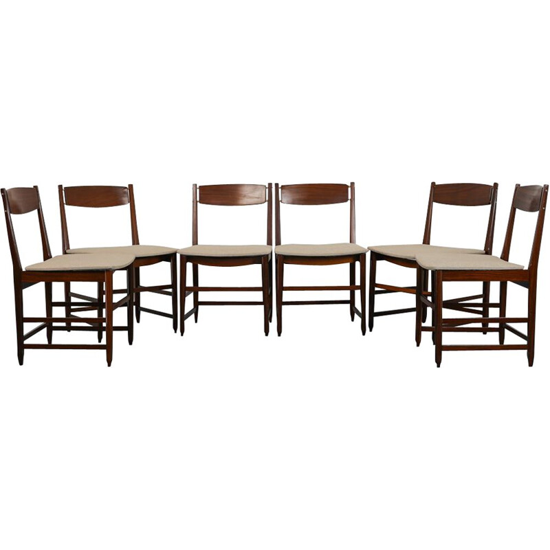 Set of 6 vintage Scandinavian rosewood chairs, 1960s