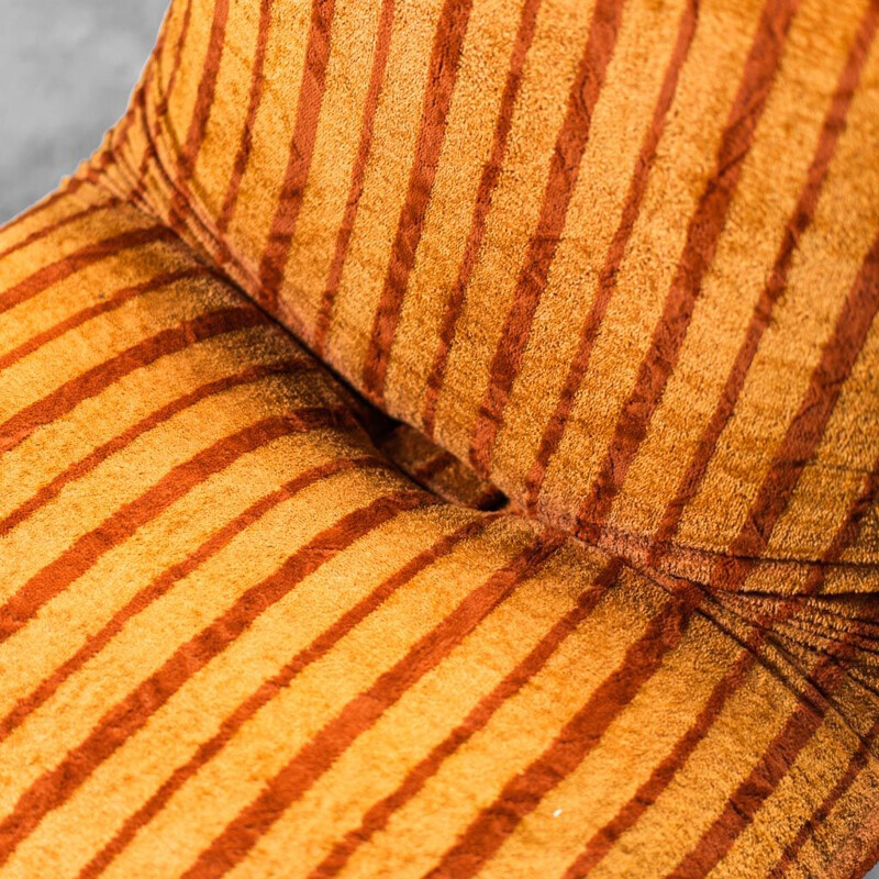 Vintage orange and brown velvet armchair, 1970s