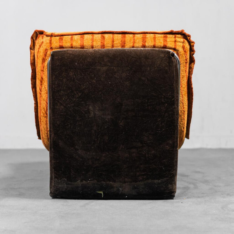 Vintage oranje en bruin fluwelen fauteuil, 1970