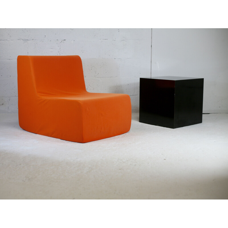 Vintage armchair in foam and orange jersey, 1970