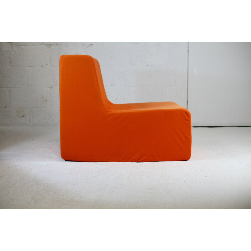 Vintage armchair in foam and orange jersey, 1970