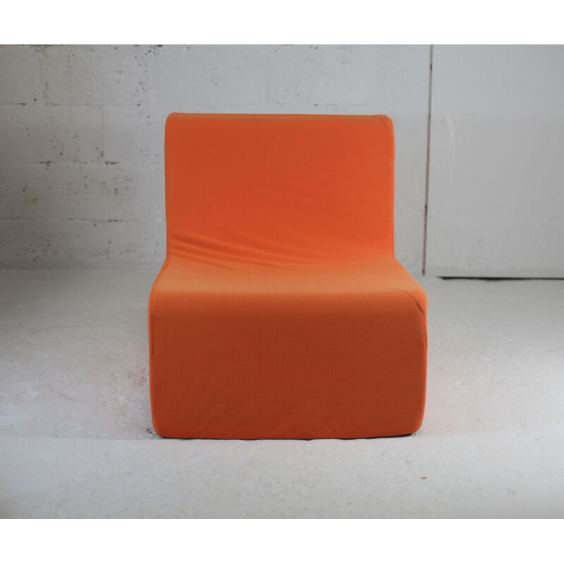 Vintage armchair in foam and orange jersey, 1970