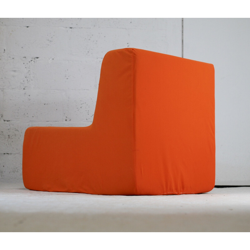 Vintage armchair in foam and orange jersey, 1970