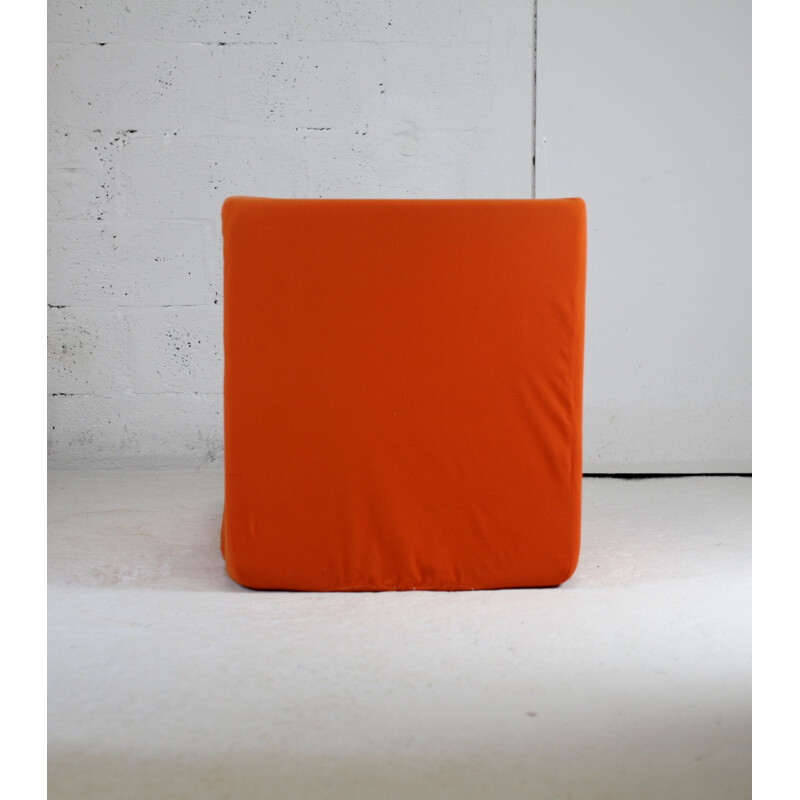 Vintage armchair in foam and orange jersey, 1970