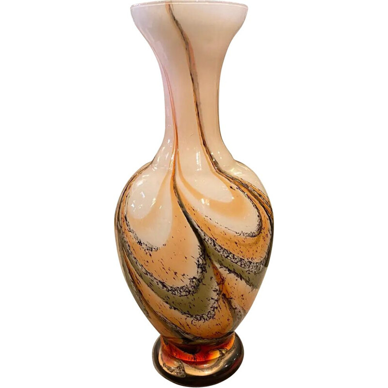Mid-century orange and brown glass Italian vase, 1970s