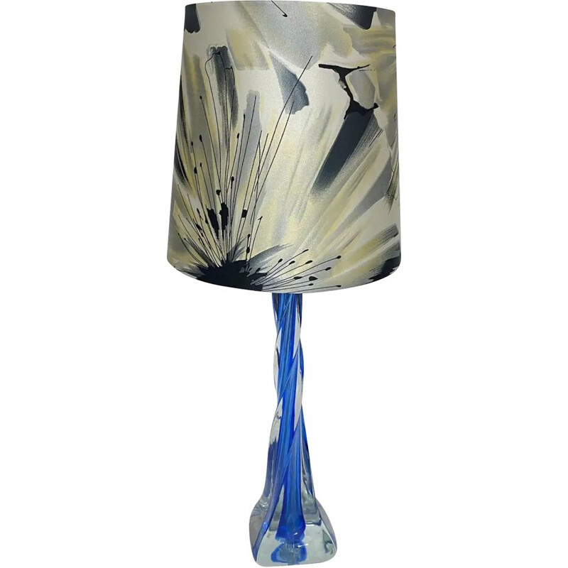 Lampada da tavolo vintage in vetro di Murano blu, 1970