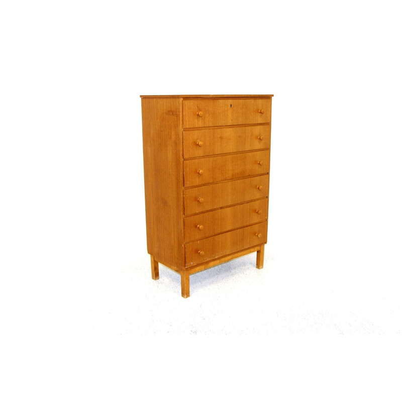 Vintage teak and beech chest of drawers, Sweden 1960