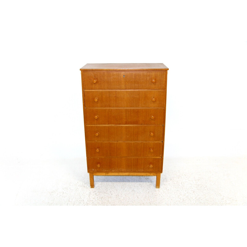 Vintage teak and beech chest of drawers, Sweden 1960