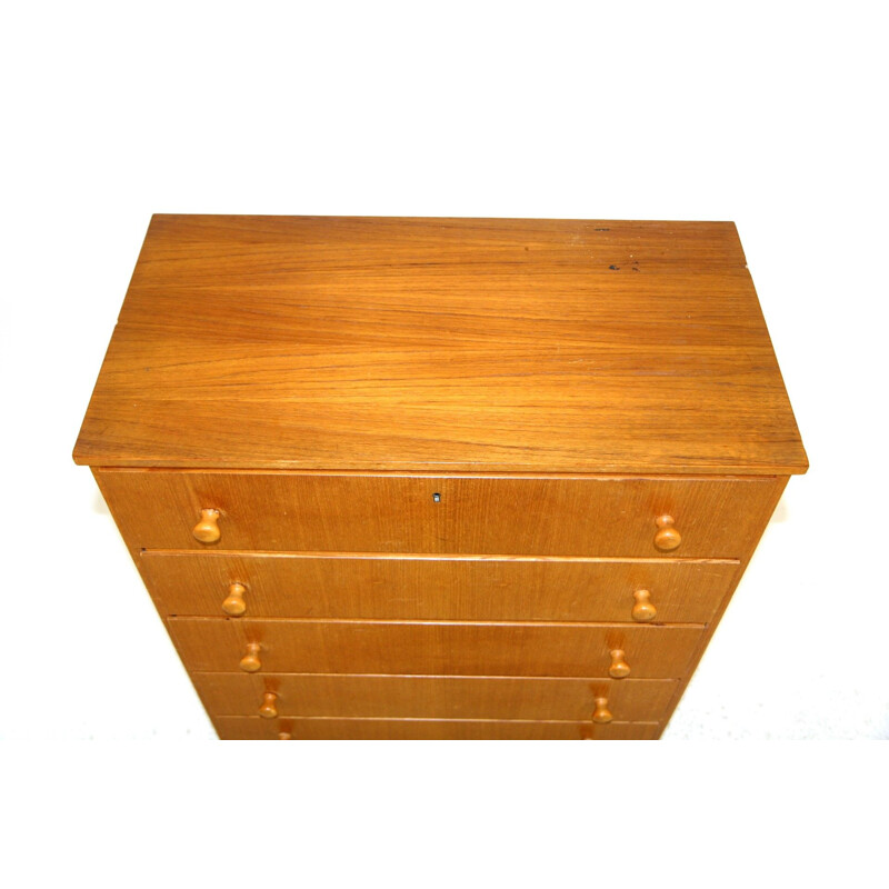 Vintage teak and beech chest of drawers, Sweden 1960