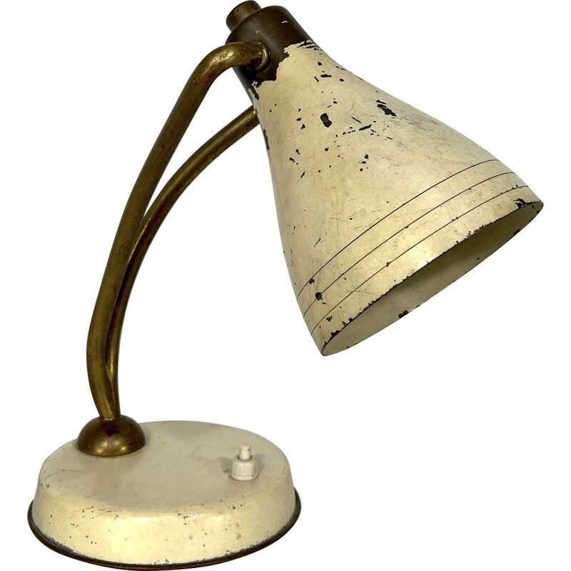 Vintage gelakt messing tafellampje van Arredoluce, Italië 1950