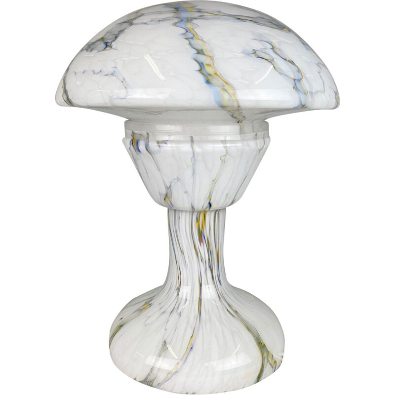 Candeeiro de mesa de cogumelos de vidro marmoreado Vintage, 1930