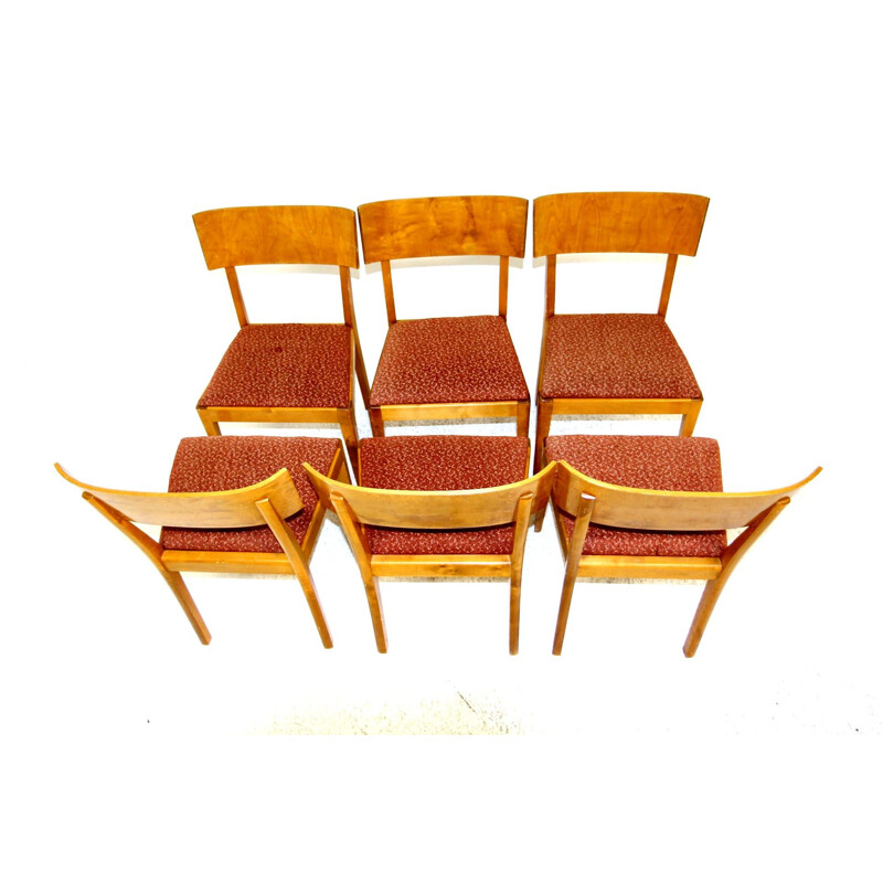 Set of 6 vintage rosewood and fabric chairs, Sweden 1960