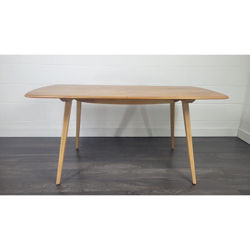 Vintage elmwood Plank dining table by Ercol, 1960s