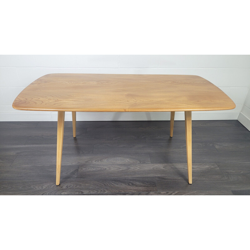 Table vintage en bois d'orme Plank par Ercol, 1960