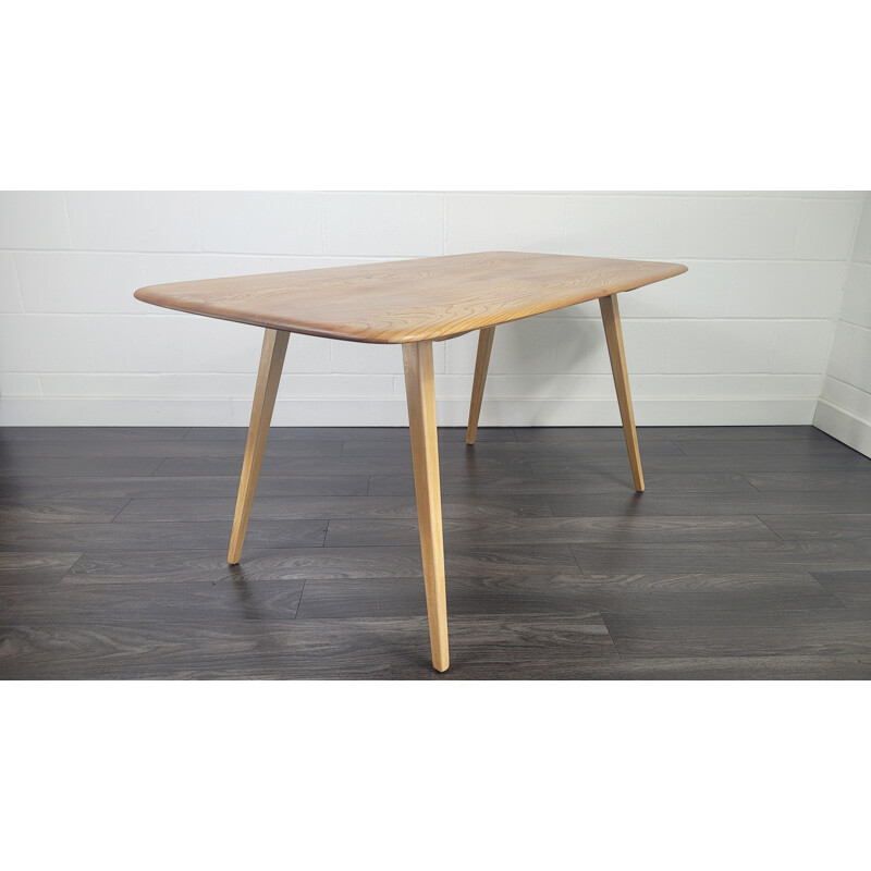 Vintage elmwood Plank dining table by Ercol, 1960s