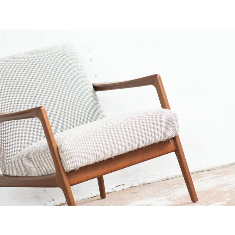 Danish easy chair in teak with new Kvadrat fabric - 1960s