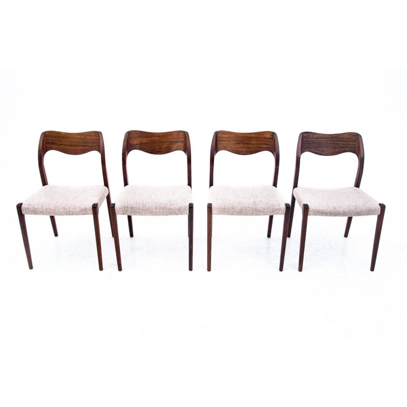 Ensemble de 4 chaises danoises vintage en palissandre modèle 71 par Niels O. Møller, 1960