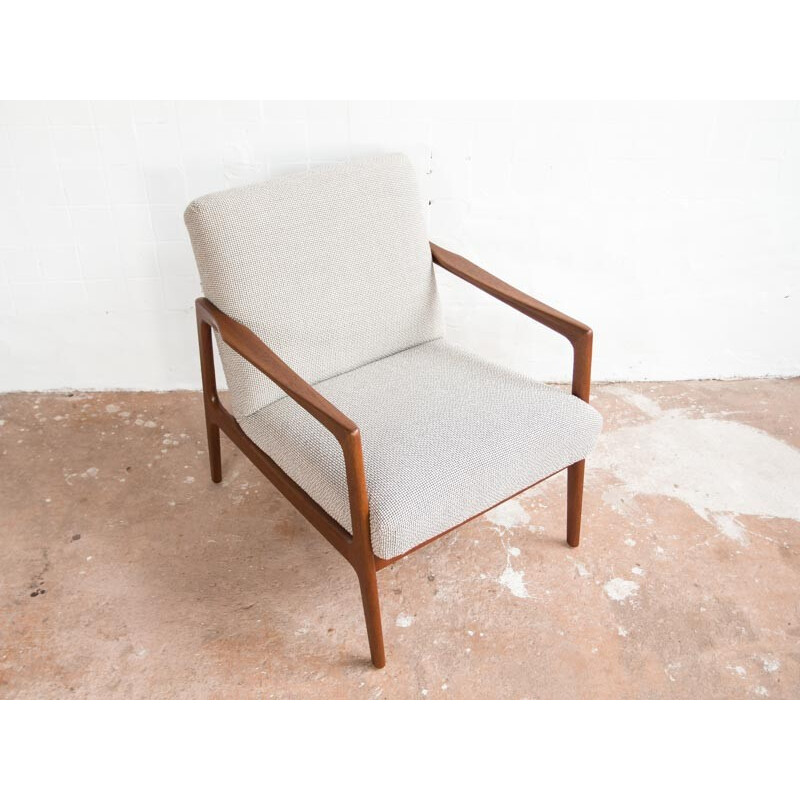 Danish easy chair in teak with new Kvadrat fabric - 1960s