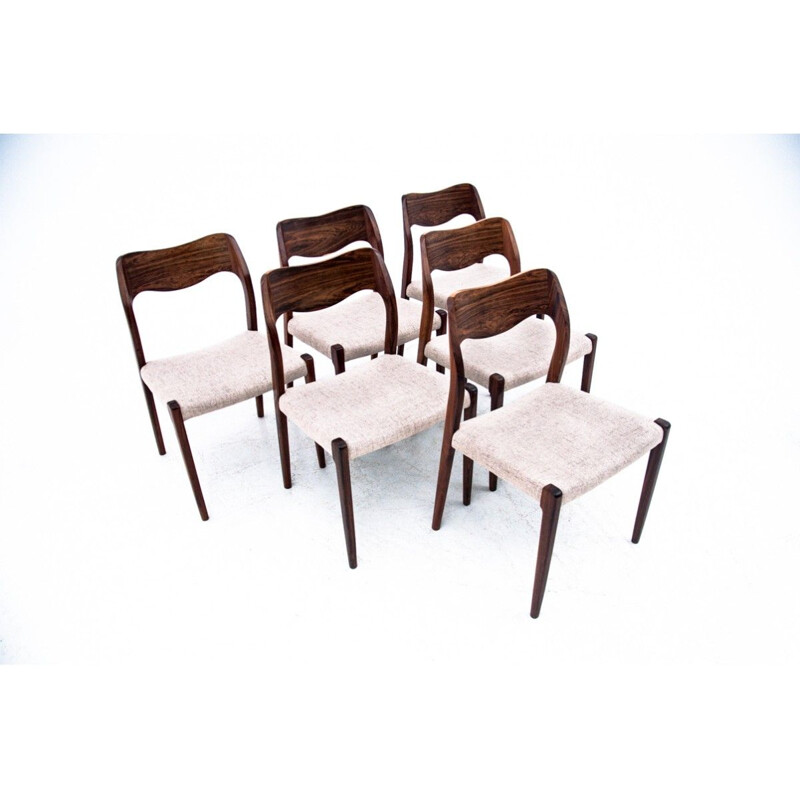 Ensemble de 6 chaises danoises vintage modèle 71 par Niels O. Møller, 1960