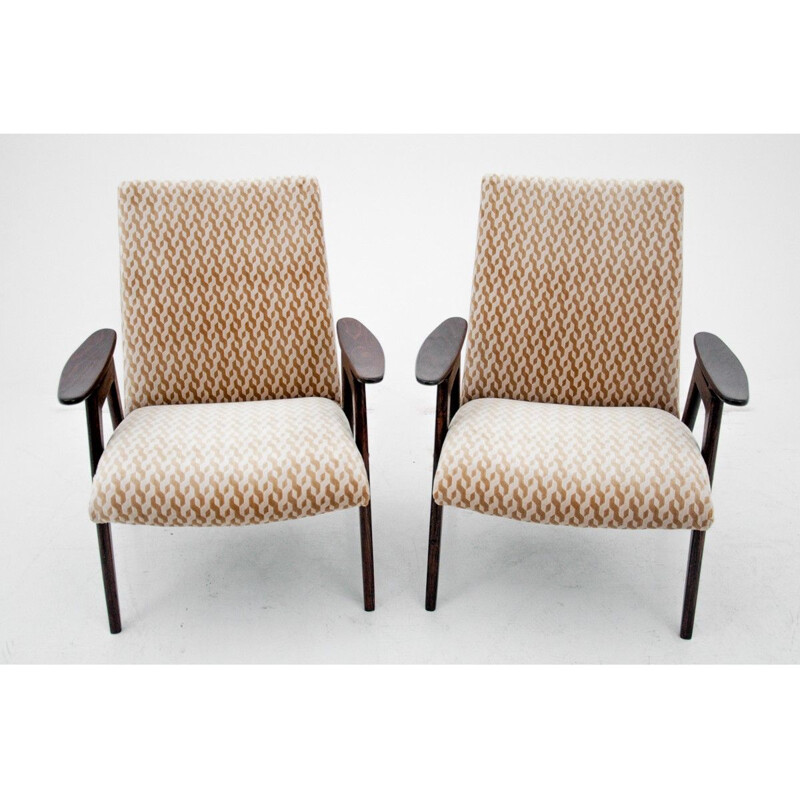 Twee vintage beige fauteuils van Jaroslav Šmídek voor Jitona, Tsjechoslowakije 1960