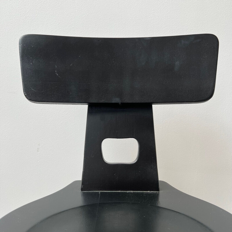 Pair of mid-century brutalist black bar stools, 1970