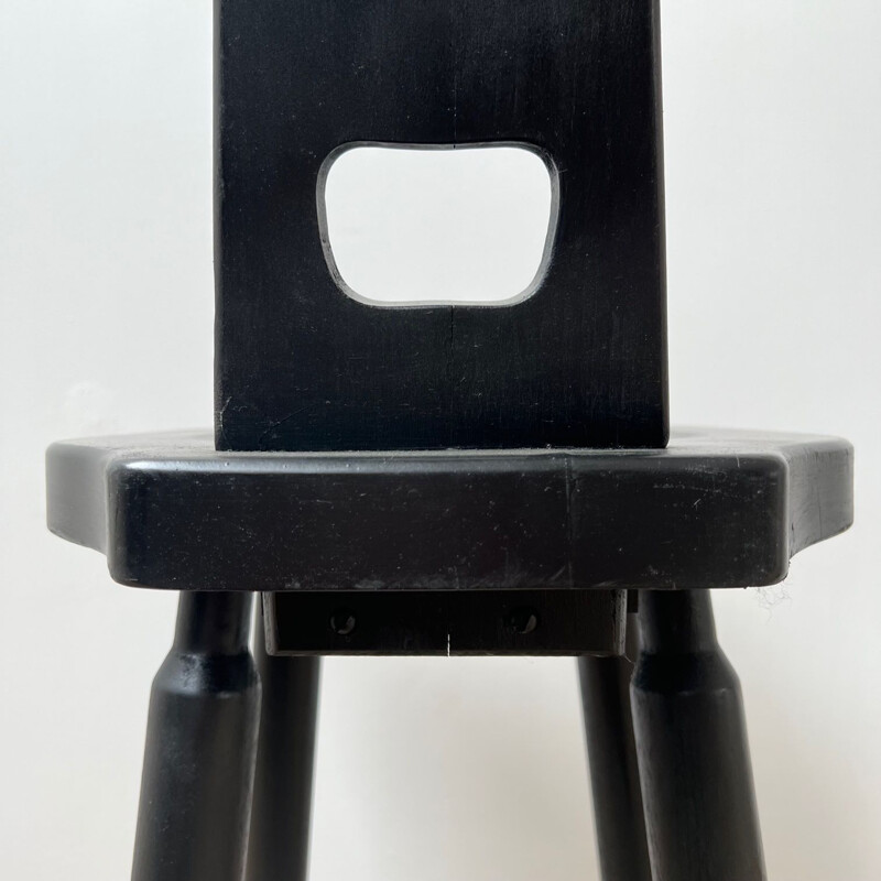 Pair of mid-century brutalist black bar stools, 1970