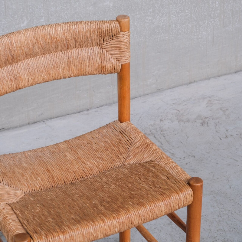 Satz von 4 Vintage-Stühlen "Dordogne" aus Binsenholz von Charlotte Perriand, Frankreich 1950