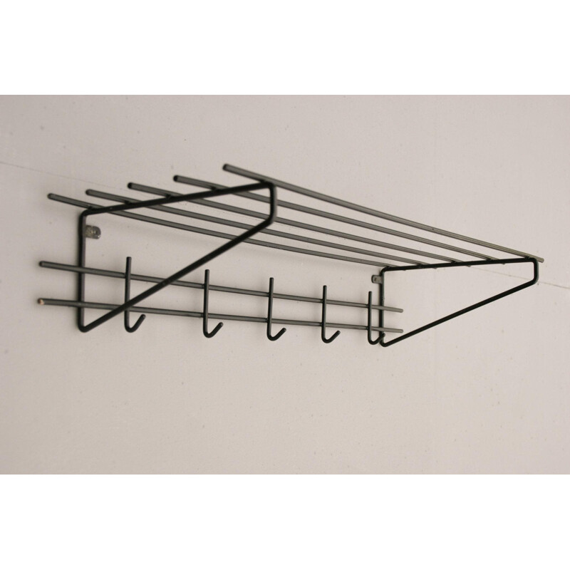 Mid-century black String wall coat rack, 1960s