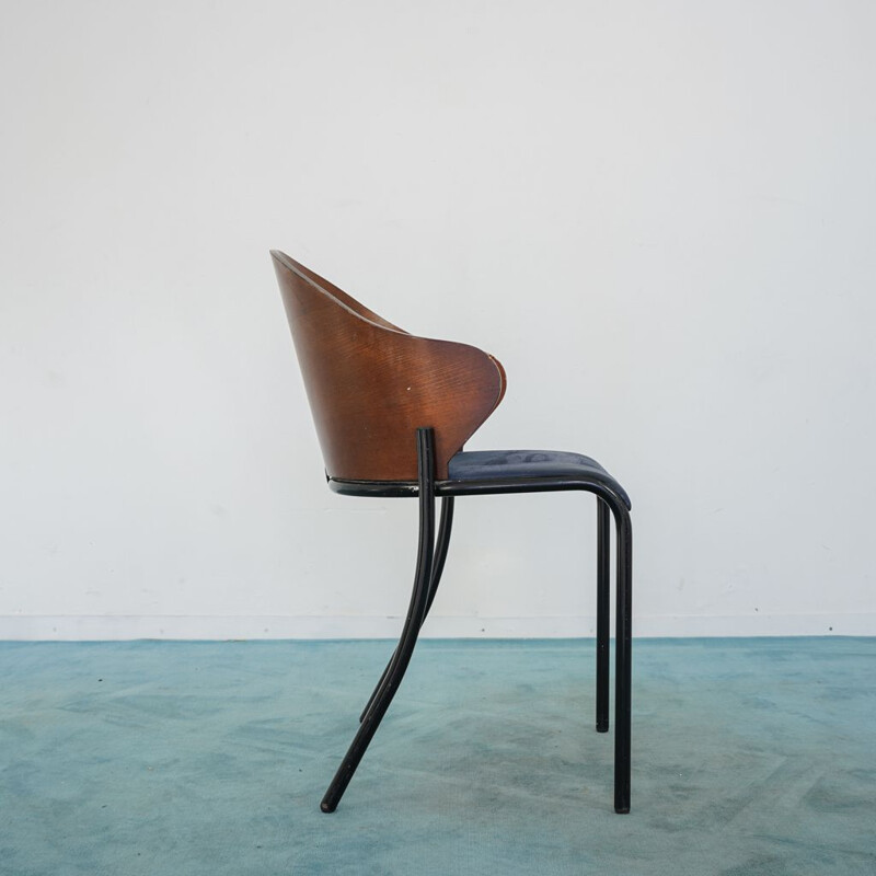 Vintage single chair in curved wood, 1970s