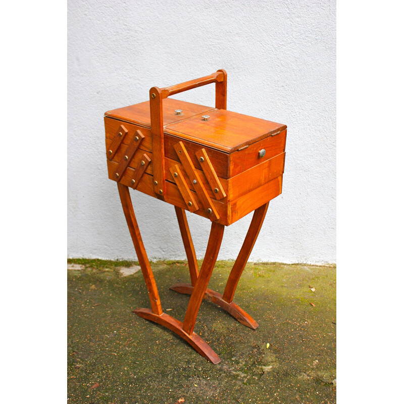 Mid century small sewing box in wood - 1950s