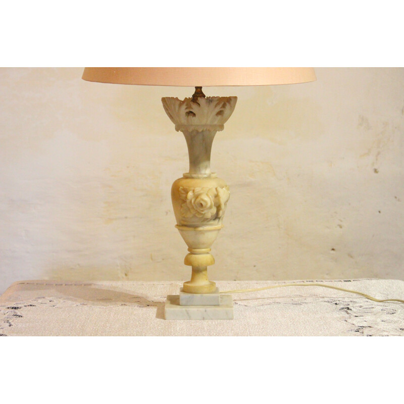 Lampada da tavolo vintage in alabastro con base in marmo, 1970
