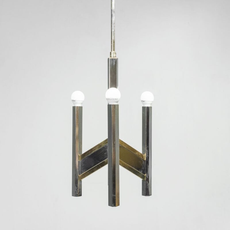 Candelabro Vintage Chevron 3-luz de Sciolari, 1970