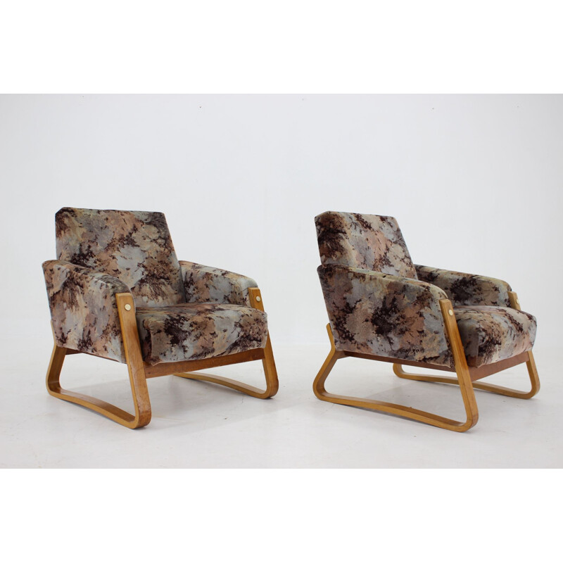 Paar vintage fauteuils, Ludvik Volak voor Drevopodnik Holesov, 1960