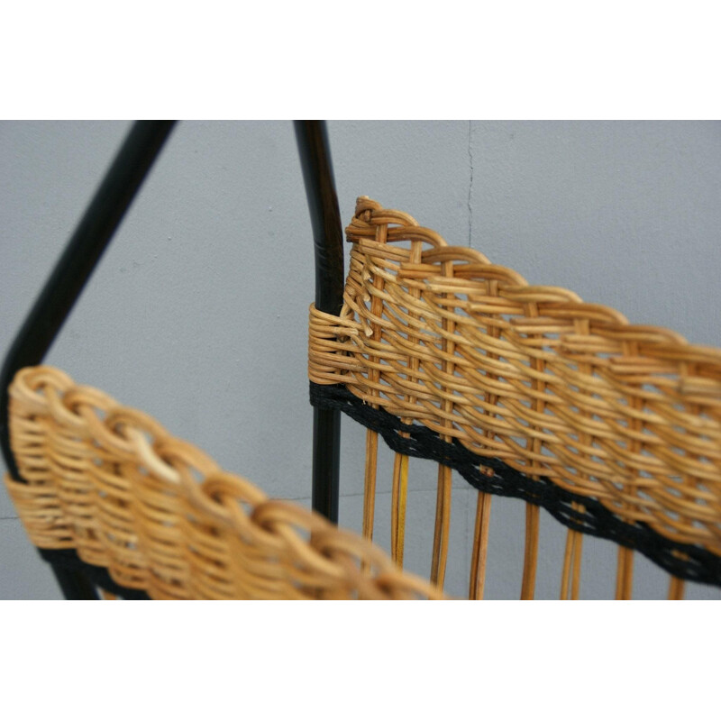 Mid-Century wicker magazine rack