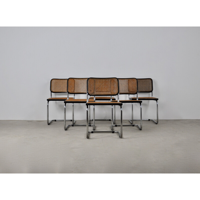 Set of 6 black dinning style chairs B32 by Marcel Breuer