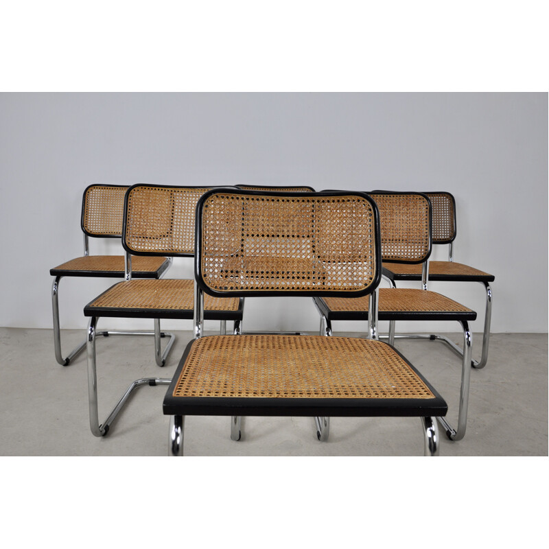 Set of 6 black dinning style chairs B32 by Marcel Breuer