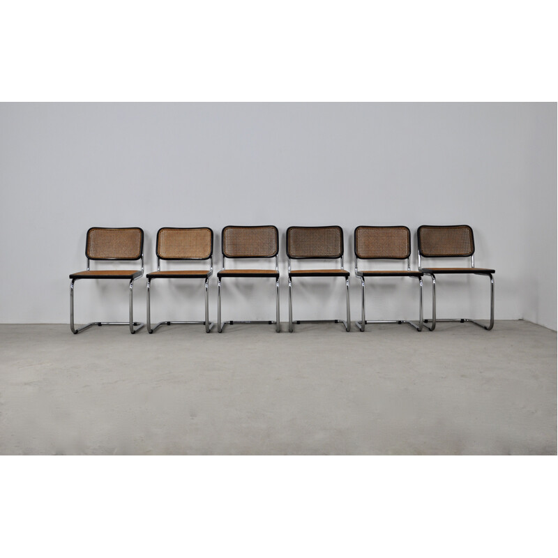 Set of 6 black dinning style chairs B32 by Marcel Breuer