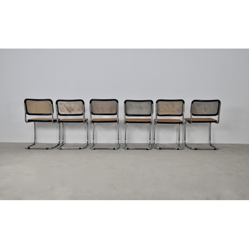 Zwarte eetkamerstoelen B32 van Marcel Breuer set van 6