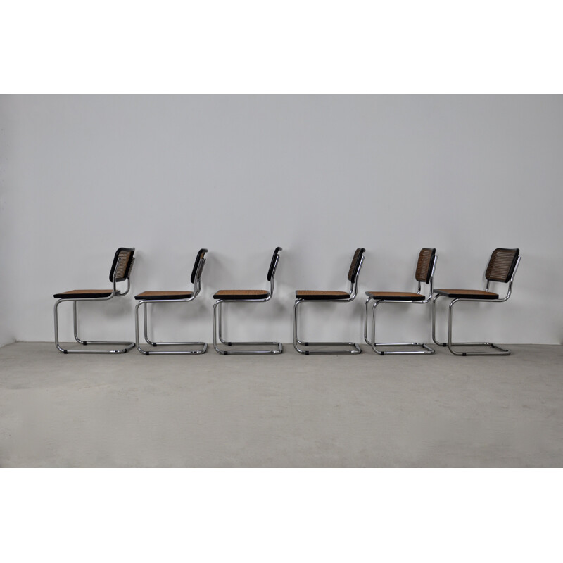 Set of 6 black dinning style chairs B32 by Marcel Breuer