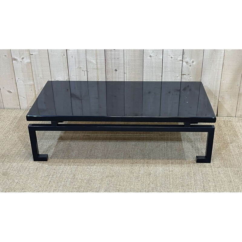 Vintage coffee table with steel base, 1970