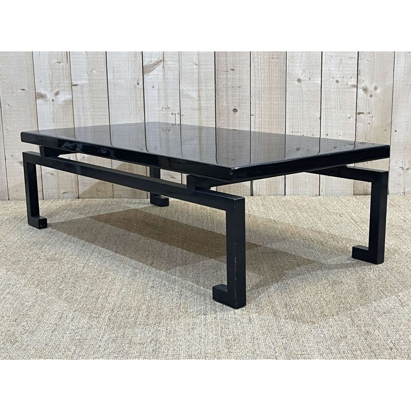 Vintage coffee table with steel base, 1970