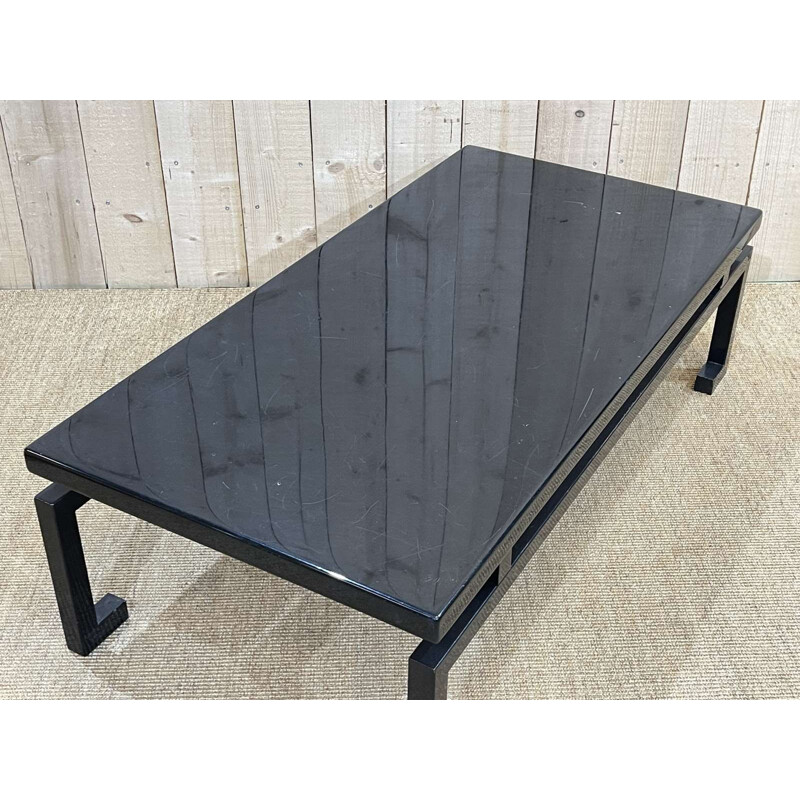 Vintage coffee table with steel base, 1970