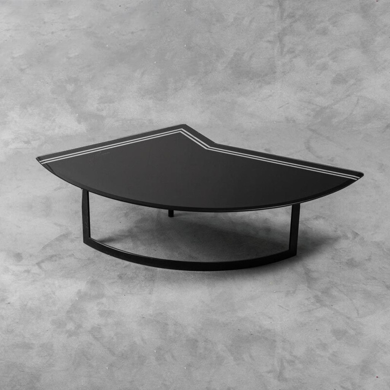 Mesa de centro vintage de cristal negro, 1970
